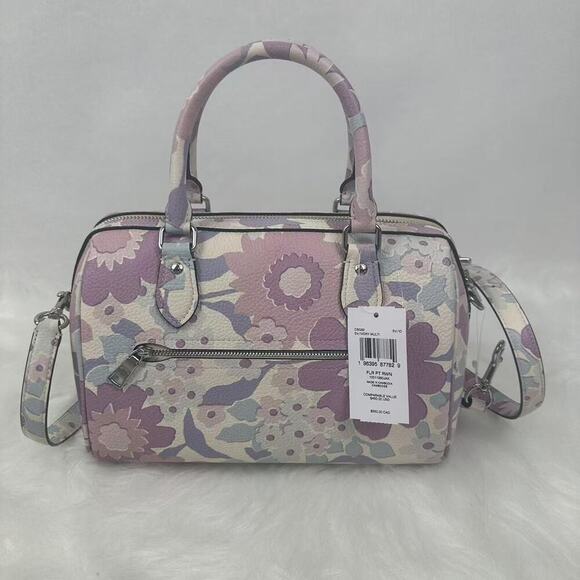 COACH Rowan Satchel Crossbody Bag Floral Print In leather/Ivory Multi CBG82 NWT - Picture 3 of 11